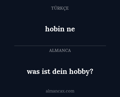 hobin ne - was ist dein hobby?