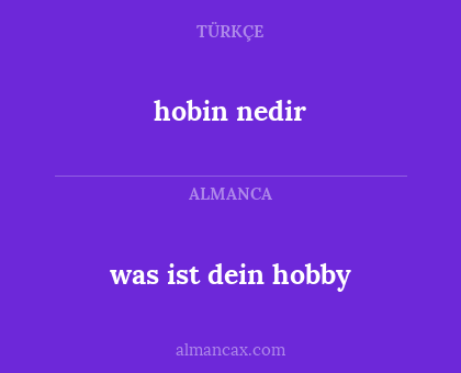 was ist dein hobby - hobin nedir
