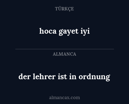 der lehrer ist in ordnung - hoca gayet iyi