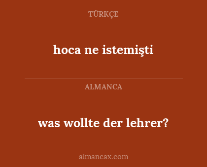 hoca ne istemişti - was wollte der lehrer?