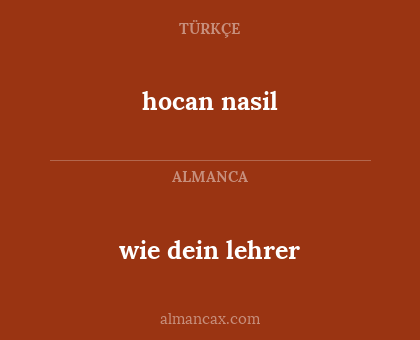 hocan nasil - wie dein lehrer