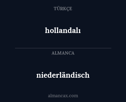 niederländisch - hollandalı