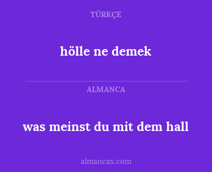 hölle ne demek - was meinst du mit dem hall
