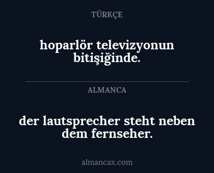 hoparlör televizyonun bitişiğinde. - der lautsprecher steht neben dem fernseher.