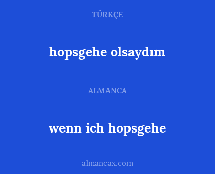 wenn ich hopsgehe - hopsgehe olsaydım