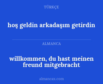 hoş geldin arkadaşım getirdin - willkommen, du hast meinen freund mitgebracht