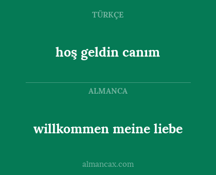 willkommen meine liebe - hoş geldin canım