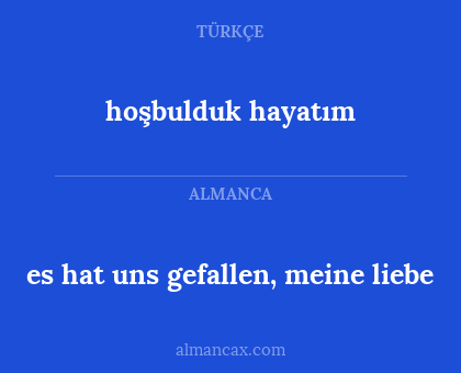 hoşbulduk hayatım - es hat uns gefallen, meine liebe