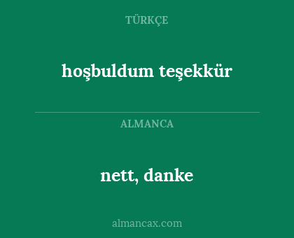 nett, danke - hoşbuldum teşekkür