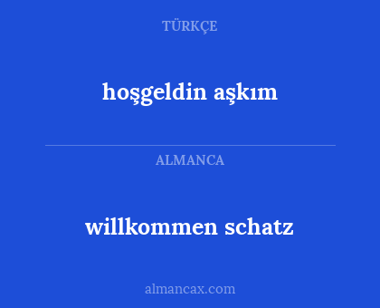 hoşgeldin aşkım - willkommen schatz