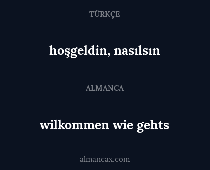 hoşgeldin, nasılsın - wilkommen wie gehts