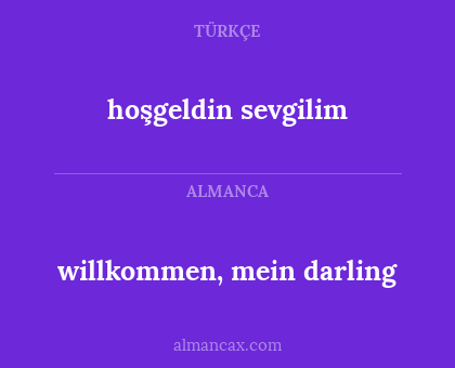 willkommen, mein darling - hoşgeldin sevgilim