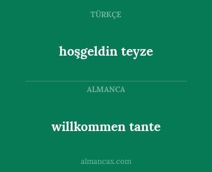 hoşgeldin teyze - willkommen tante