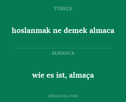 hoslanmak ne demek almaca - wie es ist, almaça