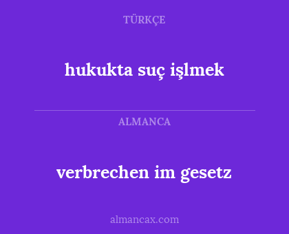 verbrechen im gesetz - hukukta suç işlmek