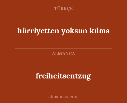 freiheitsentzug - hürriyetten yoksun kılma