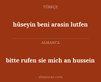 bitte rufen sie mich an hussein - hüseyin beni arasin lutfen