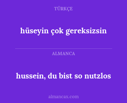 hussein, du bist so nutzlos - hüseyin çok gereksizsin