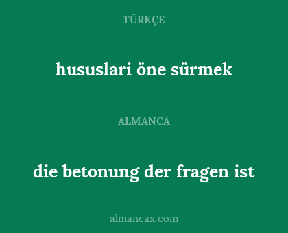 hususlari öne sürmek - die betonung der fragen ist