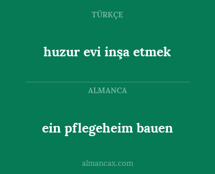ein pflegeheim bauen - huzur evi inşa etmek
