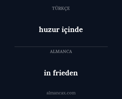 huzur içinde - in frieden