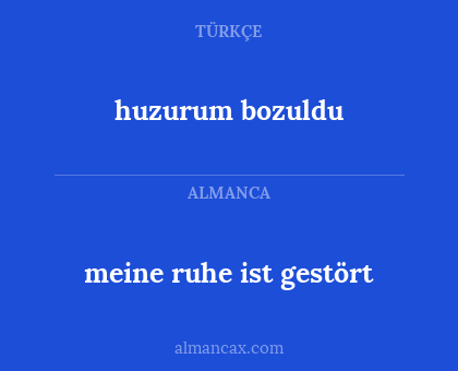 meine ruhe ist gestört - huzurum bozuldu