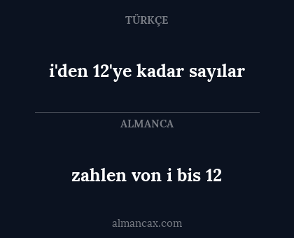 i'den 12'ye kadar sayılar - zahlen von i bis 12