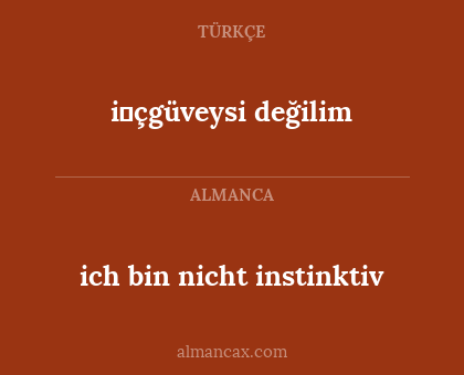 i̇çgüveysi değilim - ich bin nicht instinktiv