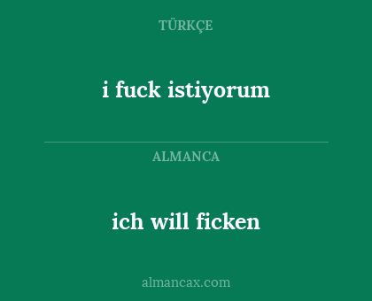 ich will ficken - i fuck istiyorum