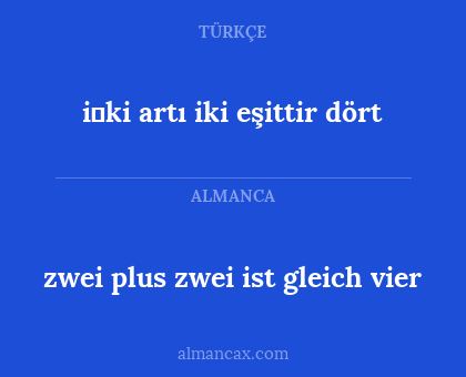 i̇ki artı iki eşittir dört - zwei plus zwei ist gleich vier
