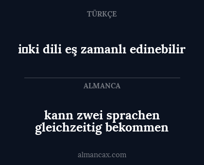 i̇ki dili eş zamanlı edinebilir - kann zwei sprachen gleichzeitig bekommen