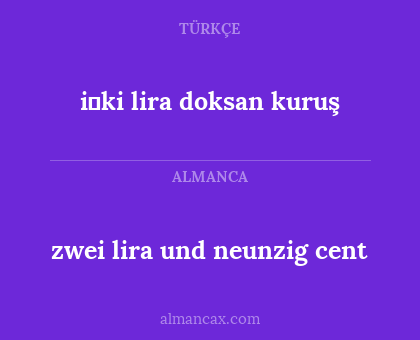 zwei lira und neunzig cent - i̇ki lira doksan kuruş