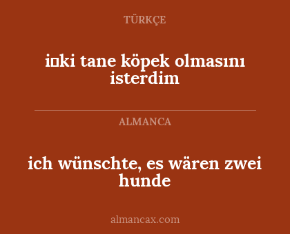 ich wünschte, es wären zwei hunde - i̇ki tane köpek olmasını isterdim