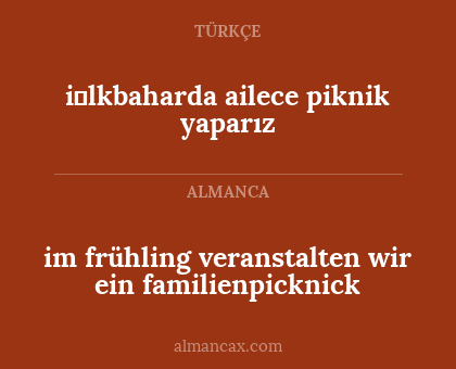 im frühling veranstalten wir ein familienpicknick - i̇lkbaharda ailece piknik yaparız