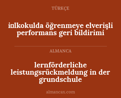 lernförderliche leistungsrückmeldung in der grundschule - i̇lkokulda öğrenmeye elverişli performans geri bildirimi