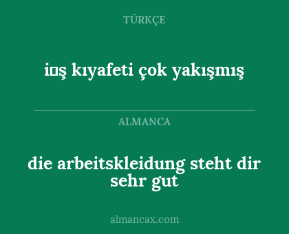 die arbeitskleidung steht dir sehr gut - i̇ş kıyafeti çok yakışmış