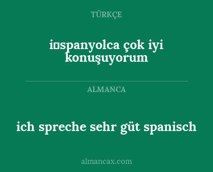 i̇spanyolca çok iyi konuşuyorum - ich spreche sehr güt spanisch