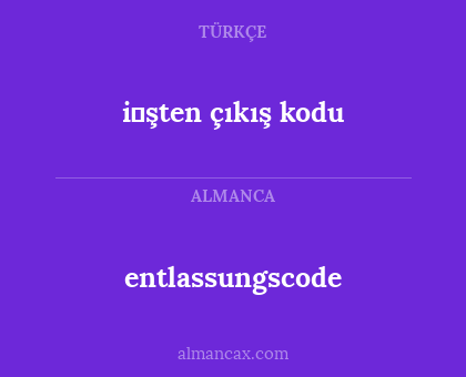entlassungscode - i̇şten çıkış kodu