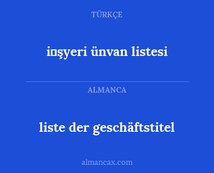 liste der geschäftstitel - i̇şyeri ünvan listesi