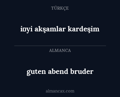 i̇yi akşamlar kardeşim - guten abend bruder