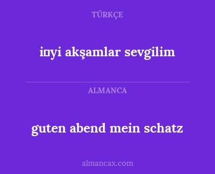 i̇yi akşamlar sevgilim - guten abend mein schatz