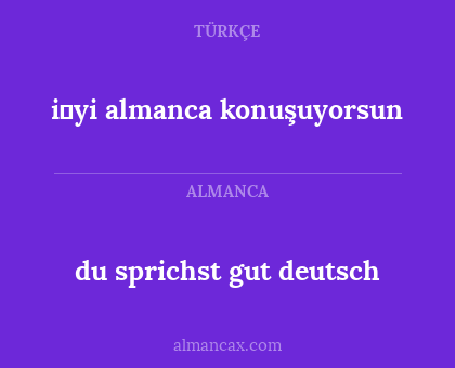 i̇yi almanca konuşuyorsun - du sprichst gut deutsch