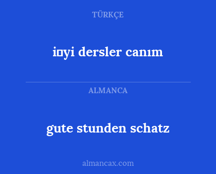 gute stunden schatz - i̇yi dersler canım