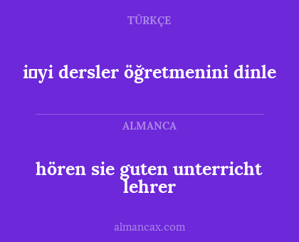 hören sie guten unterricht lehrer - i̇yi dersler öğretmenini dinle