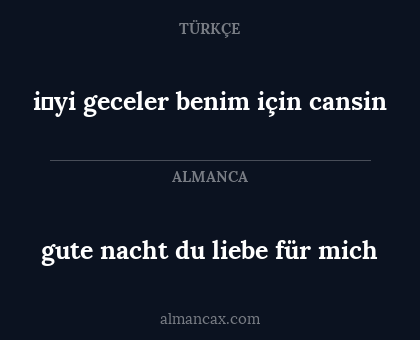 gute nacht du liebe für mich - i̇yi geceler benim için cansin