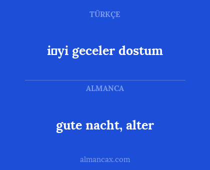 i̇yi geceler dostum - gute nacht, alter