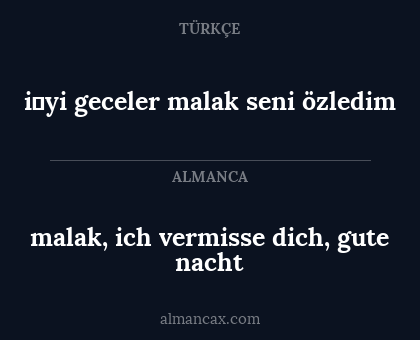 i̇yi geceler malak seni özledim - malak, ich vermisse dich, gute nacht