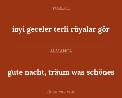 gute nacht, träum was schönes - i̇yi geceler terli rüyalar gör