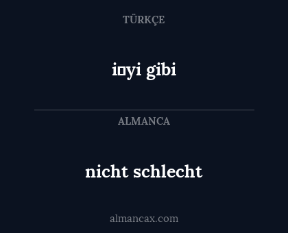 nicht schlecht - i̇yi gibi