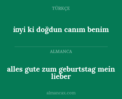 alles gute zum geburtstag mein lieber - i̇yi ki doğdun canım benim